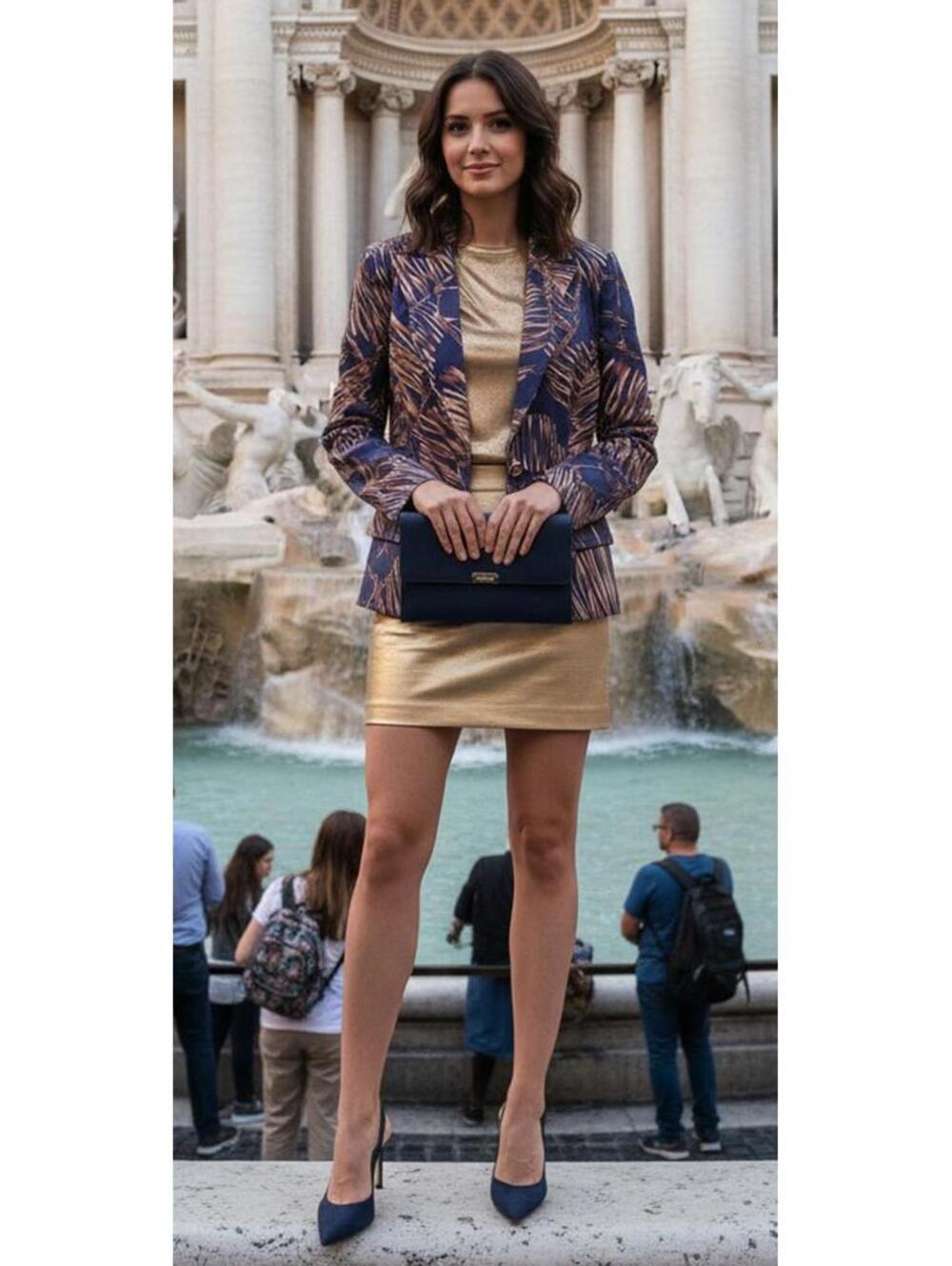 Stunning Versace Nautical Lattice Blazer - IT 42 / US 6 - Navy & Gold Auth